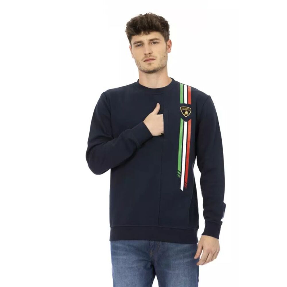 Automobili Lamborghini Blue Cotton Men Men's Sweater